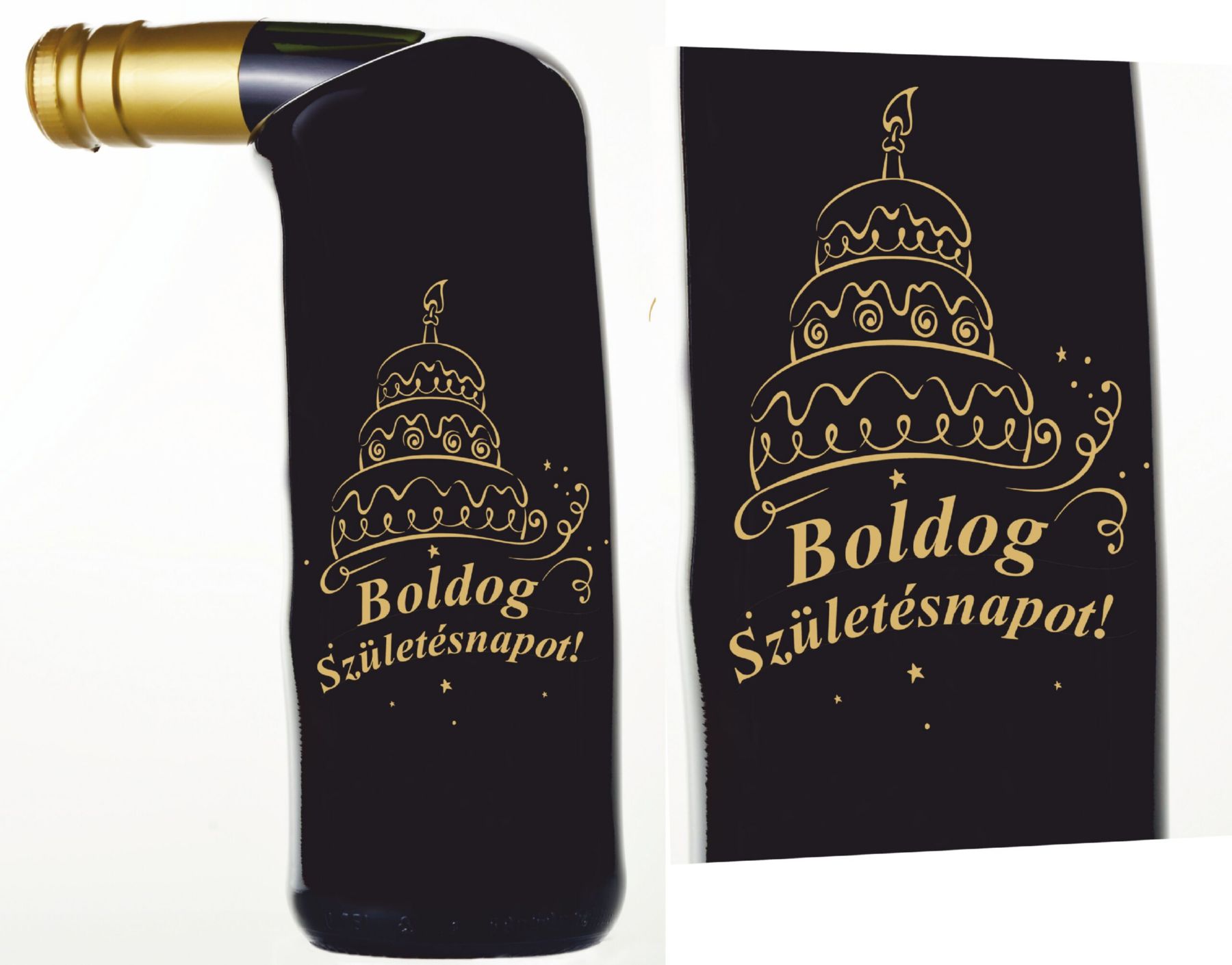 Cabernet Sauvignon ferdenyakú palack "Boldog Születésnapot" felirattal
